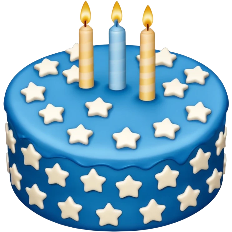 birthday cake with blue icing and stars emoji