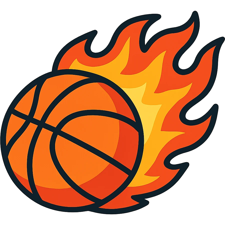 basketball on fire in vibrant toon cartoon style emoji