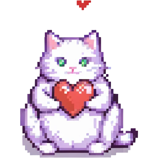 a cat with a heart, pixel art style emoji