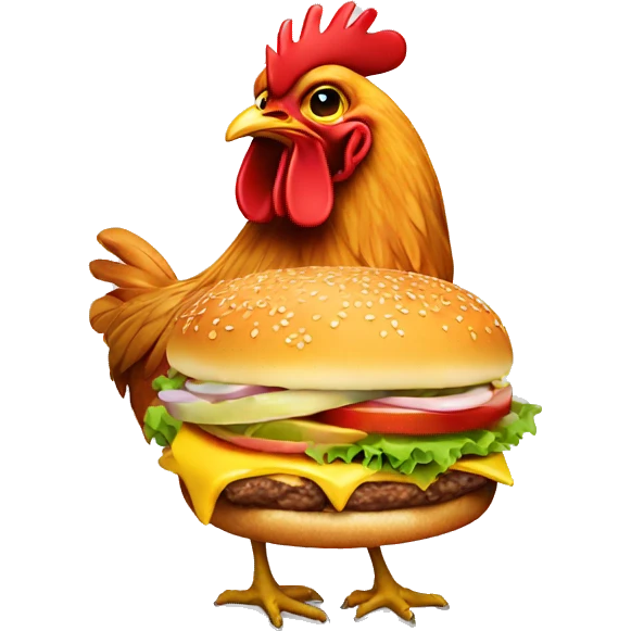 chicken eating a cheeseburger  emoji