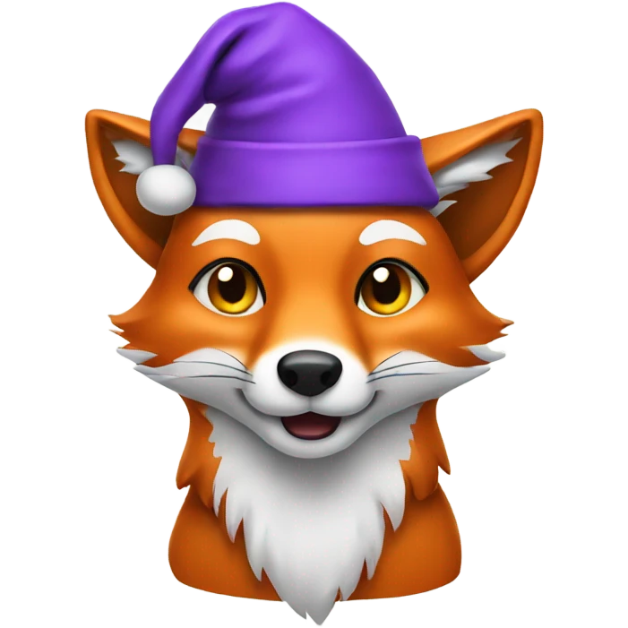 Fox wearing purple Santa hat emoji