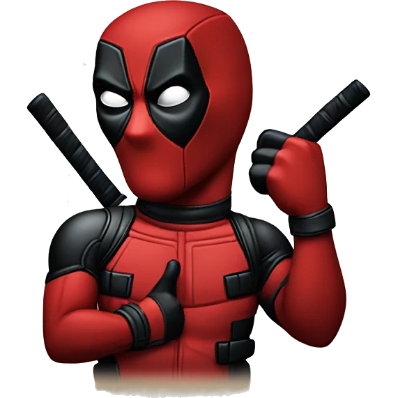Deadpool with middle finger emoji
