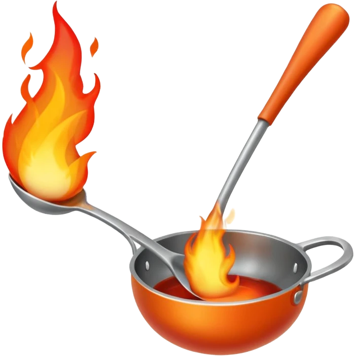 Un cucharón con una llama de fuego por debajo emoji