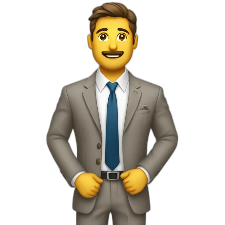 HOMBRE DE TRAJE MOSTRANDO BOLSILLOS VACIOS emoji