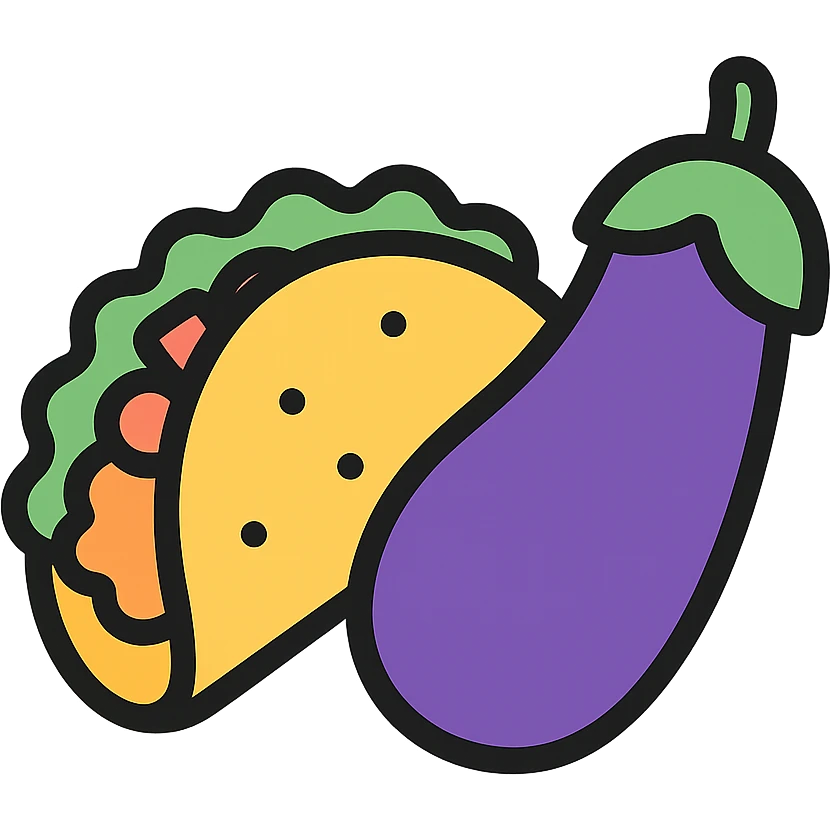 taco and eggplant together emoji