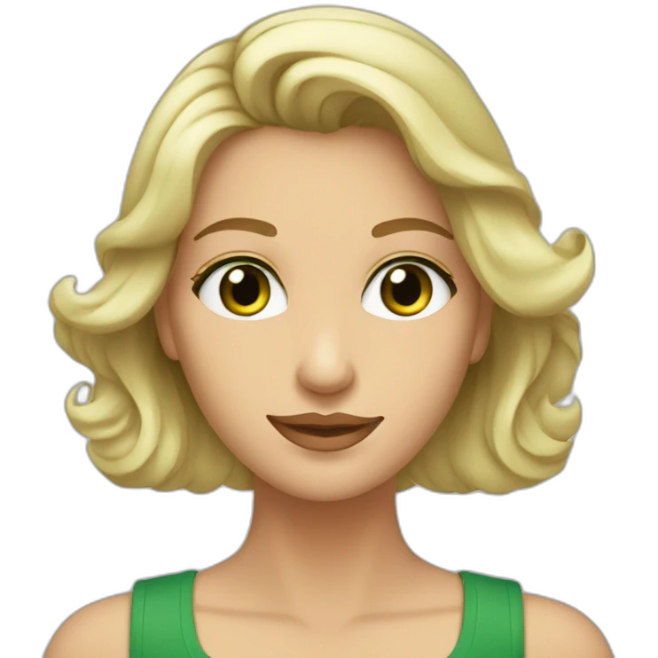 Mujer rubia con pelo ondulado y ojos verdes con hombre de pelo y barba gris y ojos verdes emoji