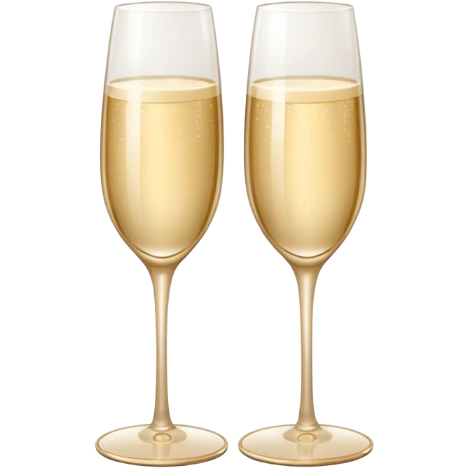 
2 light beige champagne glasses are knocked against each other emoji