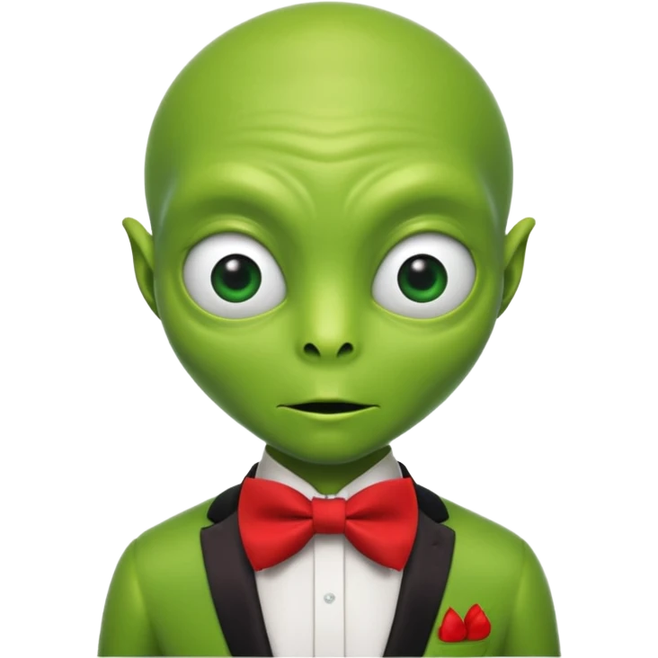 Green alien with red bowtie emoji