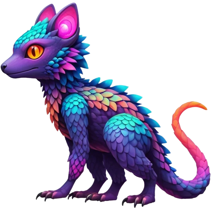 futuristic lush warm-colored neon-colored Fakémon-Trico-creature (full body) emoji