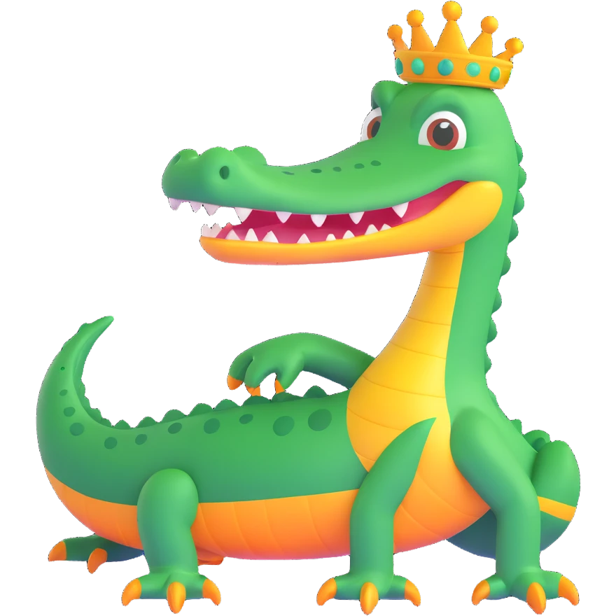 stylized alligator with a bright halo, playful pose, clean background emoji