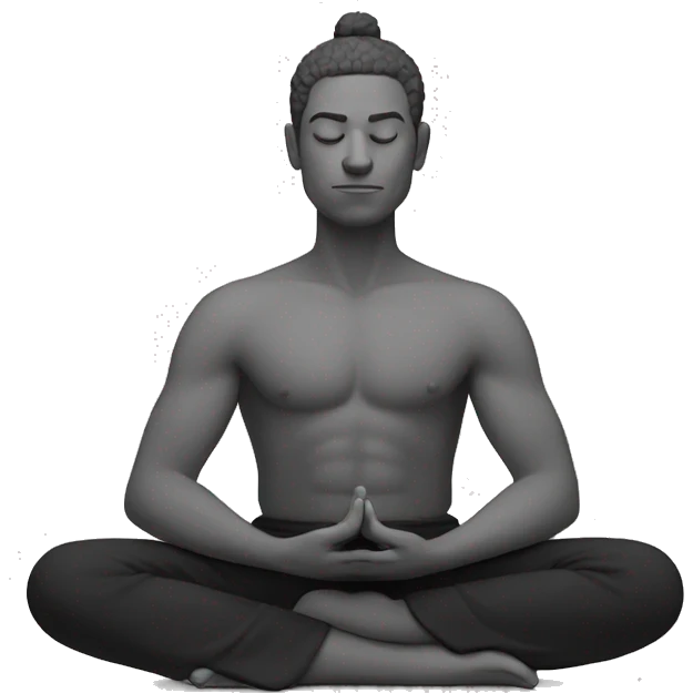 Guy meditating in black and white emoji