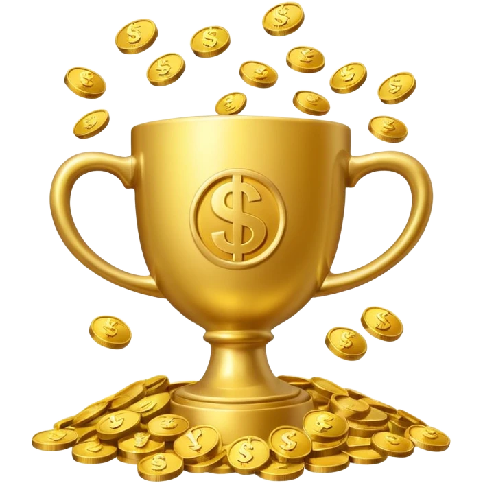 a winnig cup with money symbol emoji