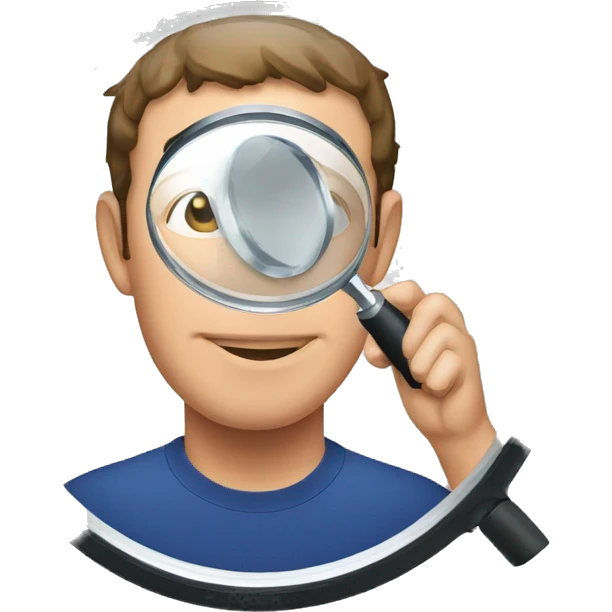 Mark zuckerberg looking through magnifier emoji