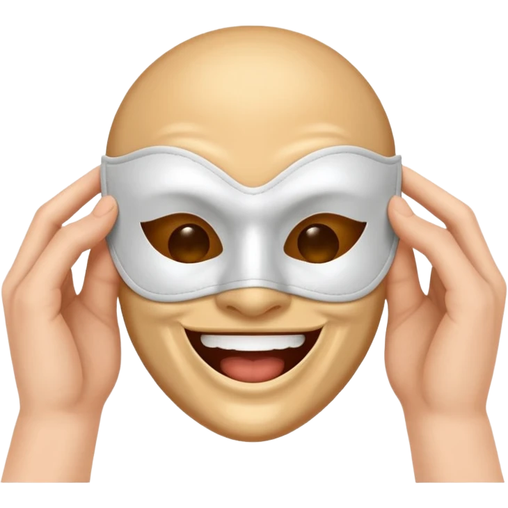 A sad person taking off a happy mask  emoji