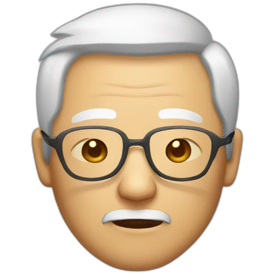 Sleepy Chinese senior man wear glasse emoji