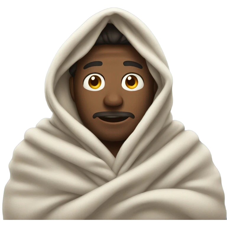 Man wearing blanket emoji