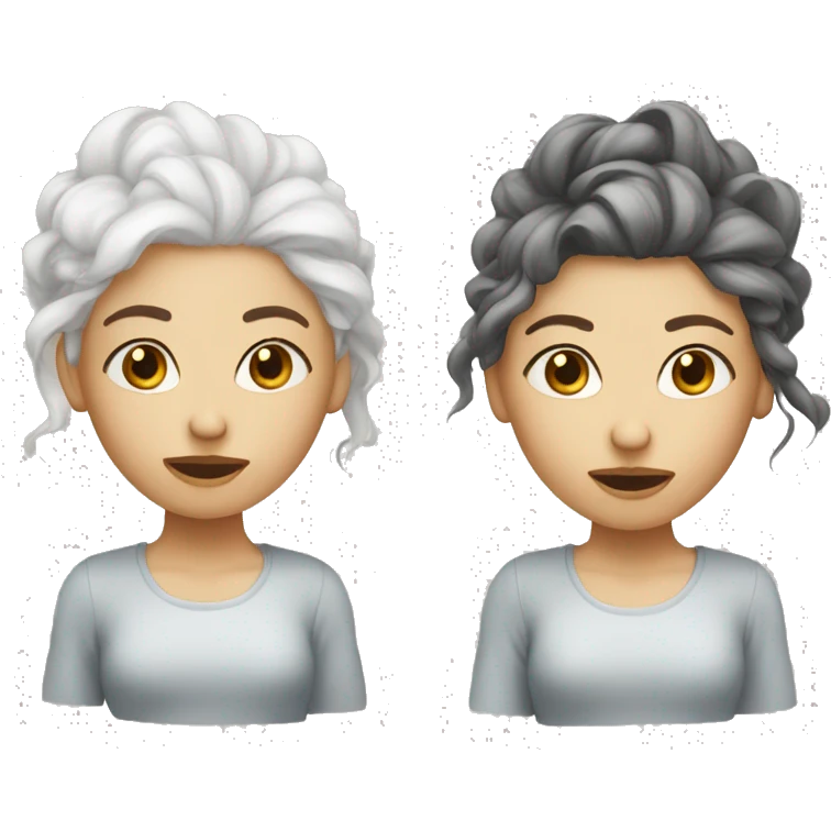 blown hair girl with white face and without bang emoji