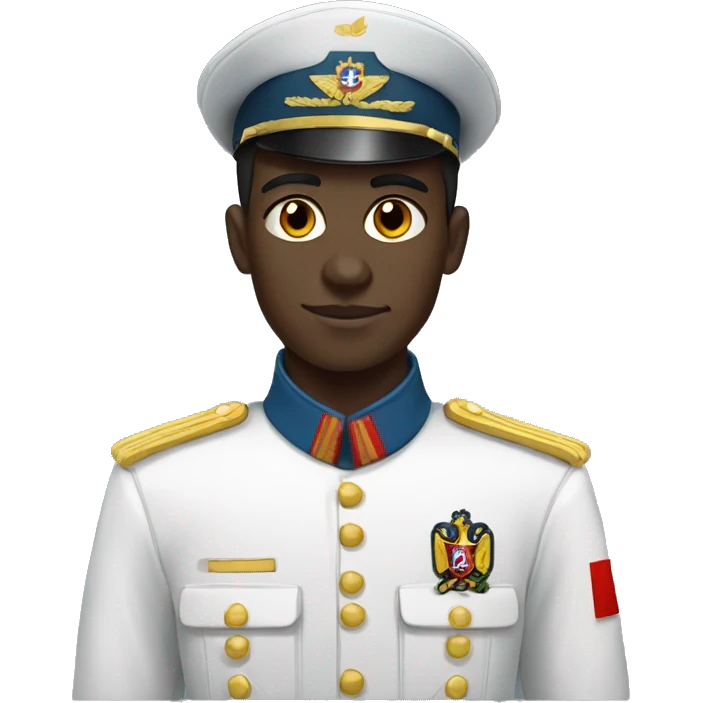 a dark-haired man with dark skin in the uniform of a Russian cadet emoji