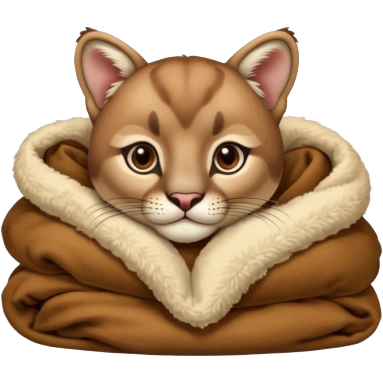 Cozy puma cougar cub in blanket emoji