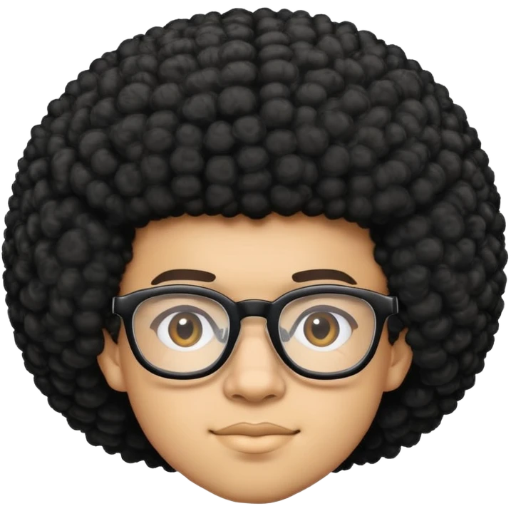 light skin nerd with glasses and afro hairstyle emoji