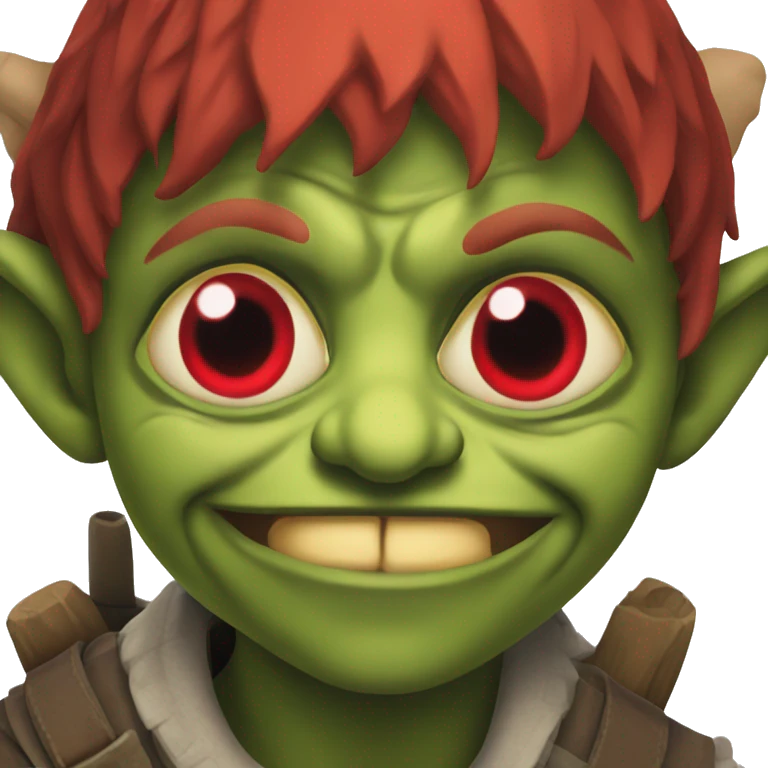 Goblin with red squinty eyes emoji