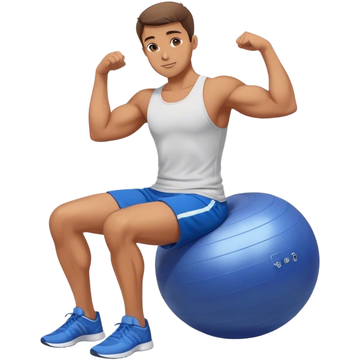 fit man with blue shorts stability ball exercises emoji