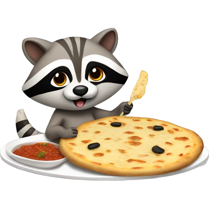 Raccoon eating a pupusa emoji