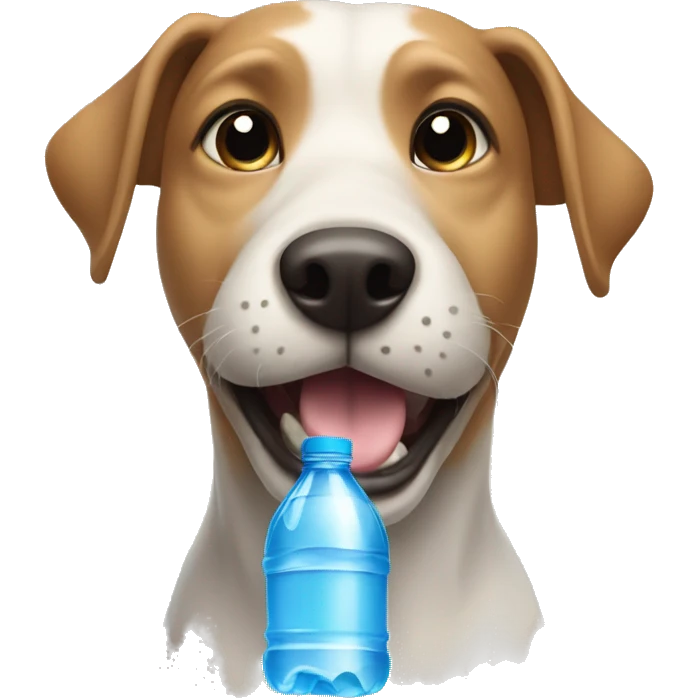 A dog with a bottle of water in its mouth emoji