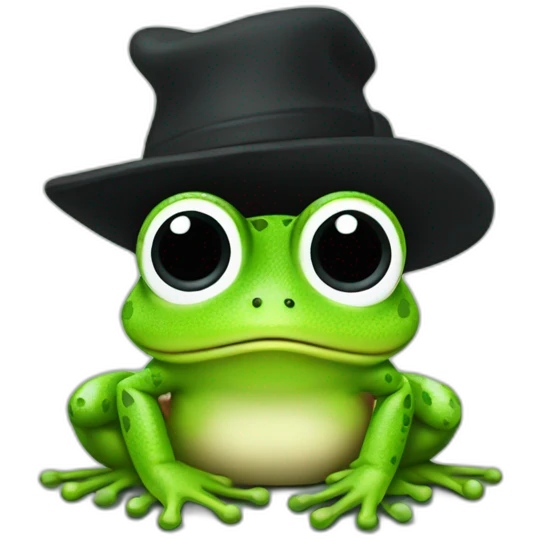 Little Frog with a black hat emoji