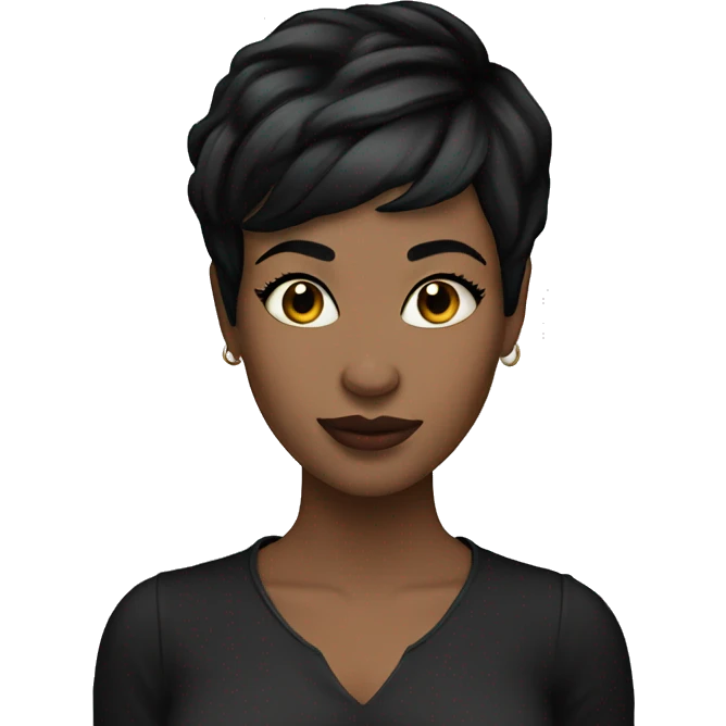 woman black pixie cut white skin emoji