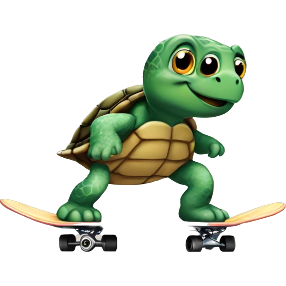 Turtle riding a skateboard  emoji