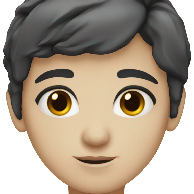 Dark hair, pale skin, amber eyes emoji