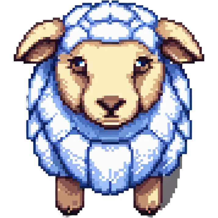 maximum blocky ultra-abstract pixel art Minecraft sheep emoji with only 2-4 large square pixels emoji