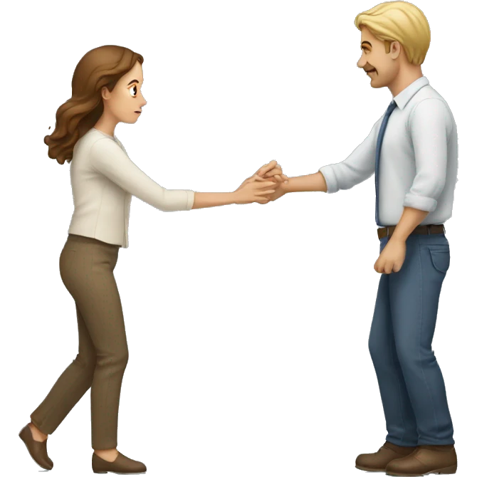 Man pulled away from woman emoji