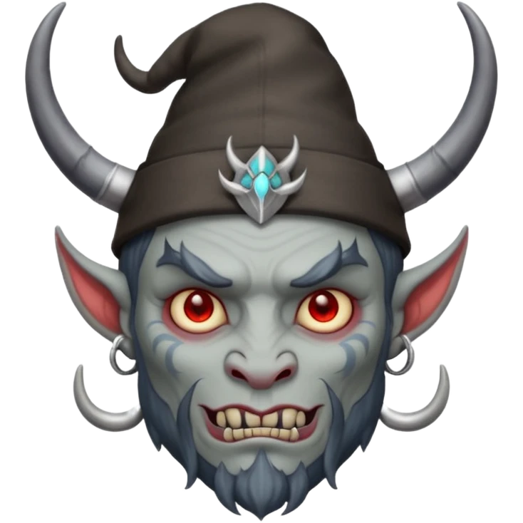 demon with tattoos, hat and horns emoji