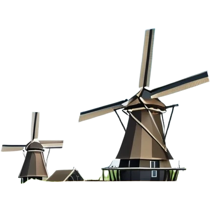 cinematic-realistic-kinderdijk-windmills-landmark-emoji,-showcasing-traditional-dutch-windmills-aligned-along-a-tranquil-canal,-with-lush-green-fields in a picture frame emoji