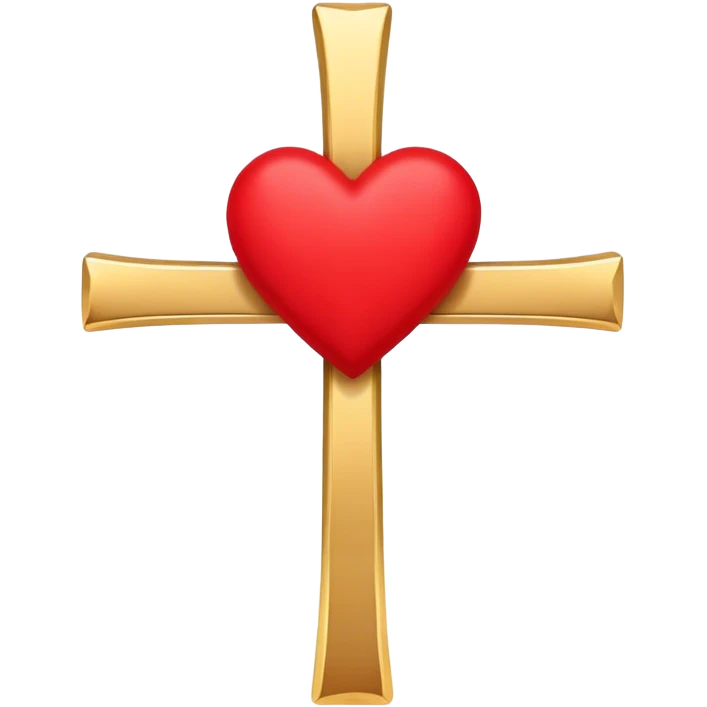 Two red  hearts around  a simple gold cross  emoji
