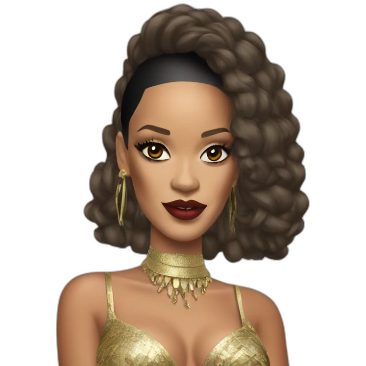 Rihanna with exotic outfit and makeup  emoji