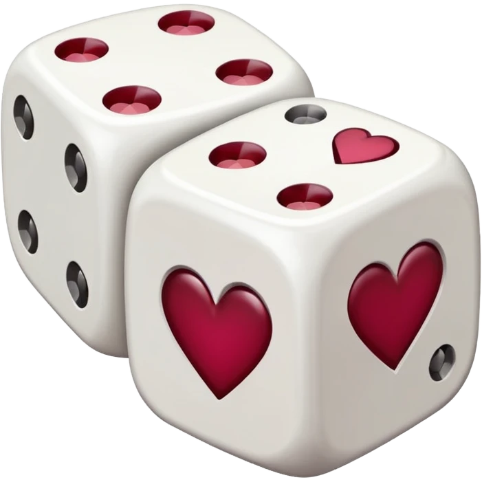 two dices in with burgundy heart details emoji
