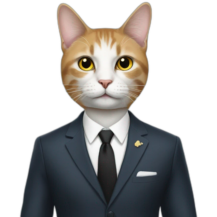 Macron as a cat in a suit emoji
