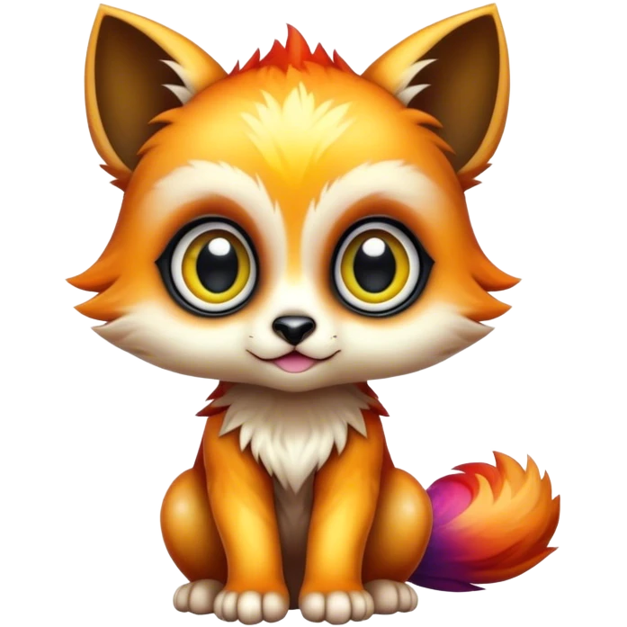 Adorable colorful shiny baby edgy animal-hybrid full body, big Eyes emoji