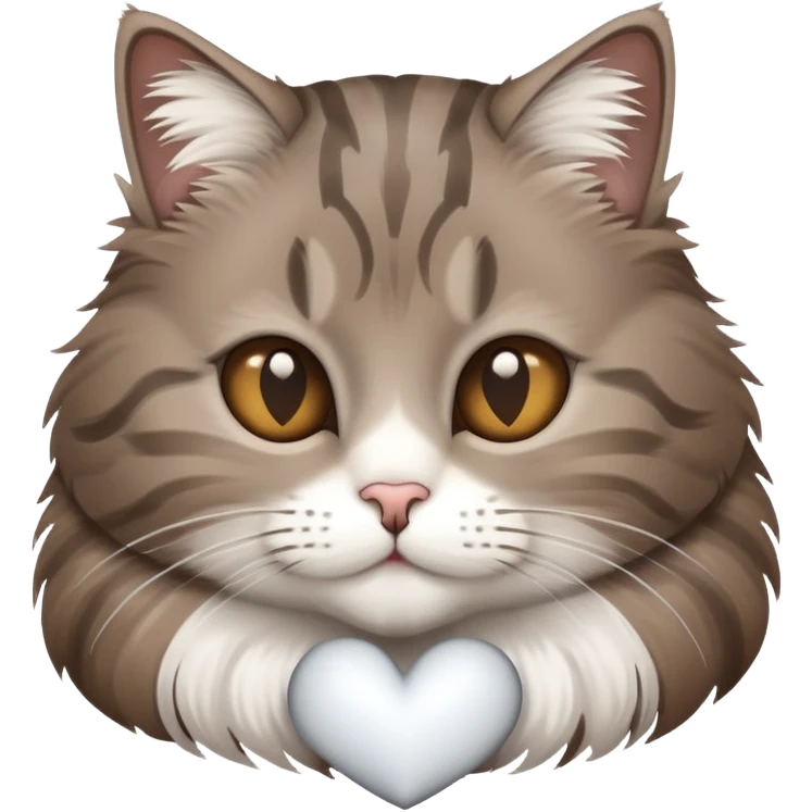 Grey Brown cat with a white heart emoji