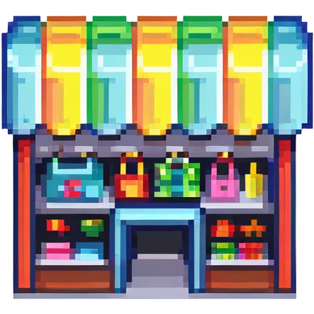 tiny simple shopping mall building icon, modern colors, minimal details, small size emoji