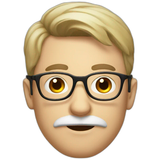 White guy with round glasses and moustache emoji