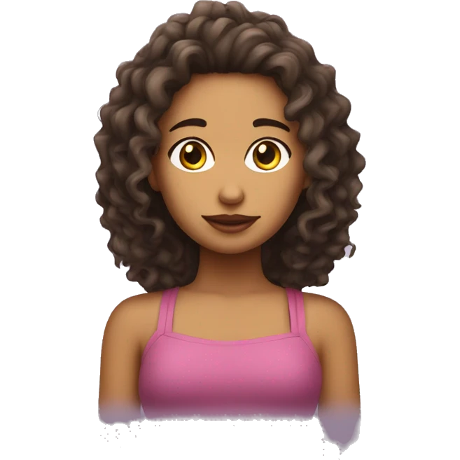 Chica con rizos pelo largo piel morena clara emoji