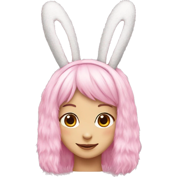 Pink fluffy bunny ears headband emoji