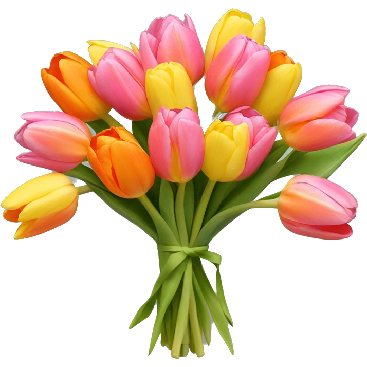 Bouquet of pink yellow and orange tulips emoji