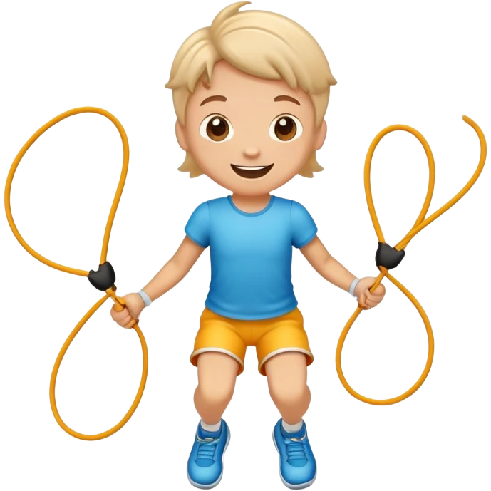 child jumping rope, cheerful expression emoji