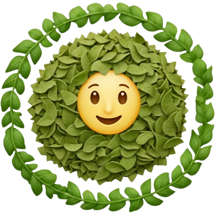 scatter of dry crumbled green flakes with curled uneven shapes and matte texture, color ranges from muted olive to dark sage, evoking sun-dried basil leaves, apple emoji style, soft lighting, subtle shadows, transparent background, emoji scale emoji