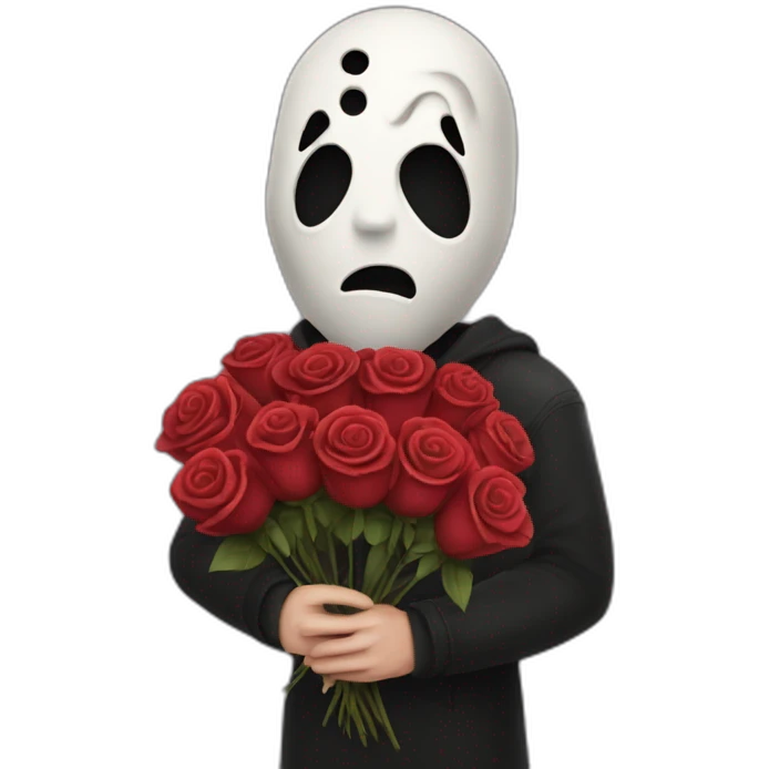 scream movie killer holding roses emoji